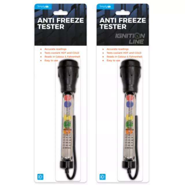 2x Simply Anti Freeze Coolant Tester Radiator CoolantTester Ball Type Hydrometer