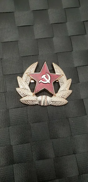 Russian Soviet Army Uniform  Metal Soldier Hat Badge Ussr Military Pin Big