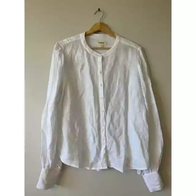 L'agence Button Front Long Sleeve Shirt White Women's Size: Medium NWOT 2