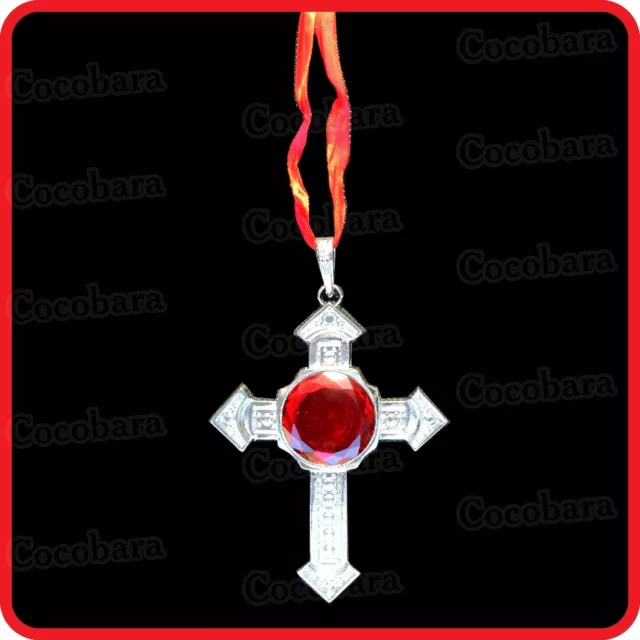 Vampire Monk Cross Necklace-Ruby Jewel Pedant Priest Nun Friar Tuck Religious