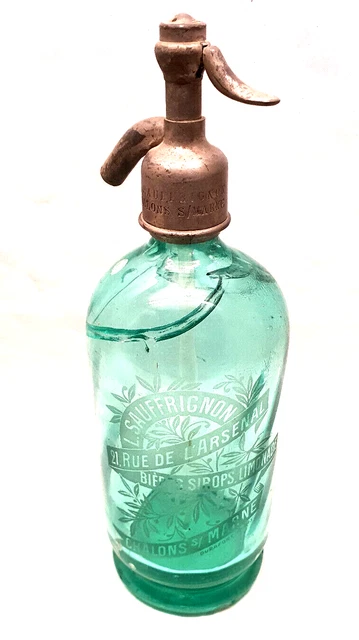 Antiguo Sifón LA Sauffrignon Cerveza Jarabes Limonada Chalons Sur Marne Vintage