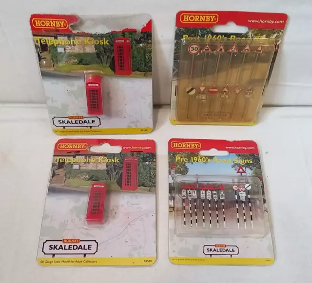 Hornby Skaledale 2 x Telephone Kiosks unopened + road signs - shed find      B87