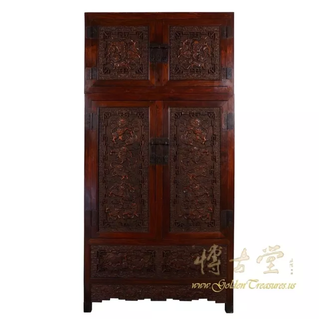 Chinese Antique Carved Camphor Wood Compound Wardrobe 17LP45