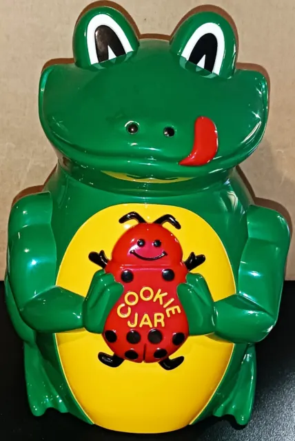 Vintage Original Frog & Ladybird Cookie / Biscuit Storage Jar with Frog Sounds