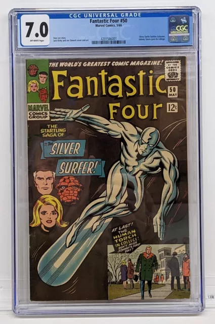 Fantastic Four #50 CGC 7.0 OW Pgs 1966 Jack Kirby Silver Surfer Cover 3rd Appear