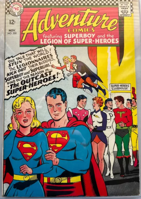 =Adventure Comics=#350 CGC 6.0 1966 LSOH Supergirl Superboy KEY 1st App 2