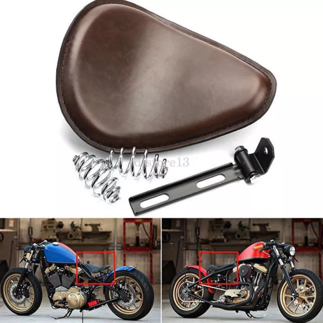 Motorrad Sattel Solo Sitz Braun 3" Sitzfeder für Harley Davidson Chopper Bobber