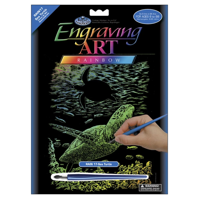 Kit de arte de grabado de lámina arco iris 8""X10""-Tortuga marina -RAINFL-17