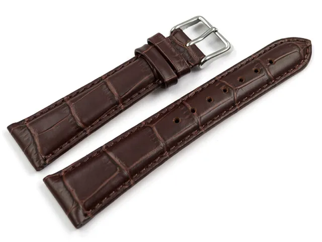 Bracelet montre grain croco marron 17mm 19mm 20mm 21mm 22mm 23mm NEUF