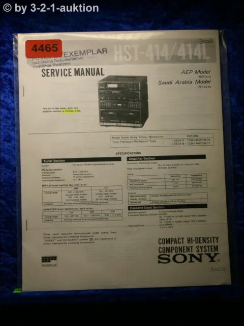 Sony Service Manual HST 414 /414L Component System (#4465)