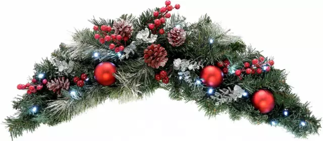 WeRChristmas Pre-Lit Decorated Arch Garland Illuminated with 20 Cool Frosted