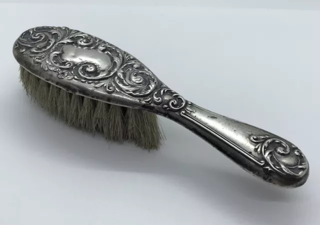 Antique Sterling Silver 5 3/4" Baby Brush Embossed Handle