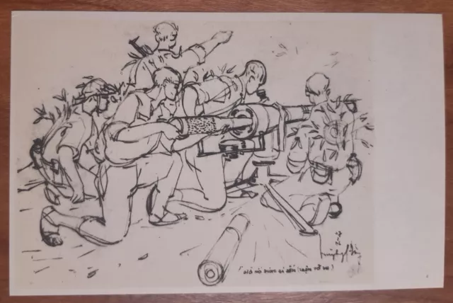 Feb 17 1966 Vietnam War Anti Aircraft Gun Military guerrilla Vietnamese postcard