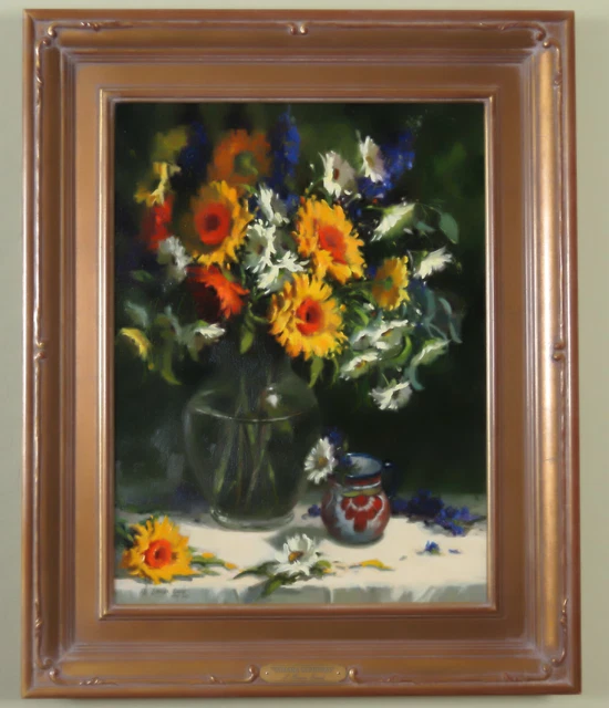 Linda Glover Gooch Tamara Gerberas Flowers Oil Painting on Linen 24x18
