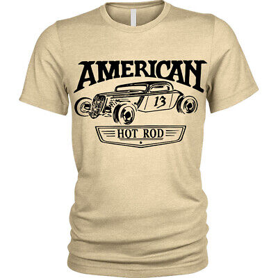 American Hotrod T-Shirt usa classic rockabilly car Mens Tee