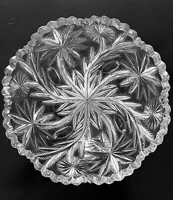 ABP cut glass Bowl in Fern pattern by Libbey. Signed