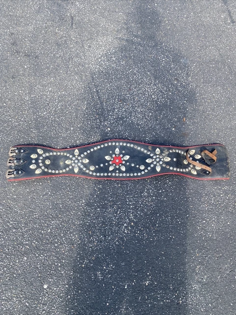 Harley Davidson Studded MOTORCYCLE KIDNEY BELT Vintage 1950s Black Red Signed