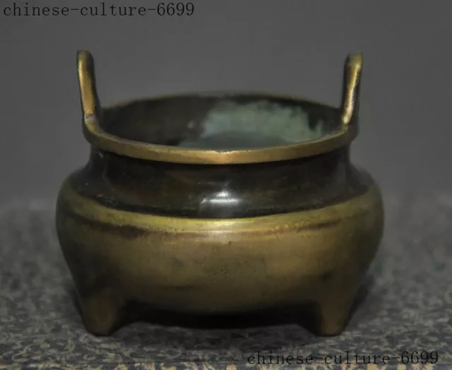 Marked old Chinese Buddhism bronze temple Incense burner Censer statue