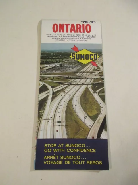 Vintage 1970-1971 Sunoco Ontario Canada Oil Gas Service Station Road Map~Box A