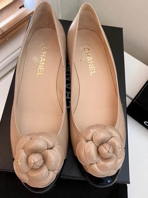 Chanel Espadrille 34 Leather Cap Toe Flats