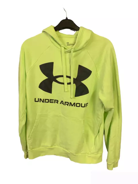 Felpa con cappuccio Under Armour UA Rival Pile Grande Logo Verde Lime TAGLIA MEDIA