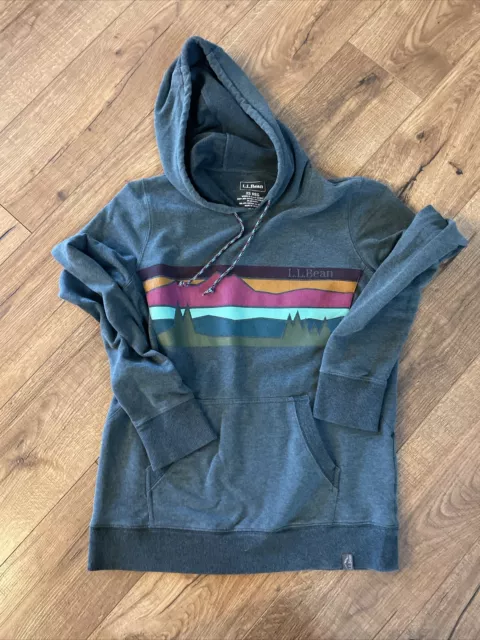 L.L. Bean Hoodie Sweatshirt Women’s Size XSmall Teal With Graphic Mountain XS