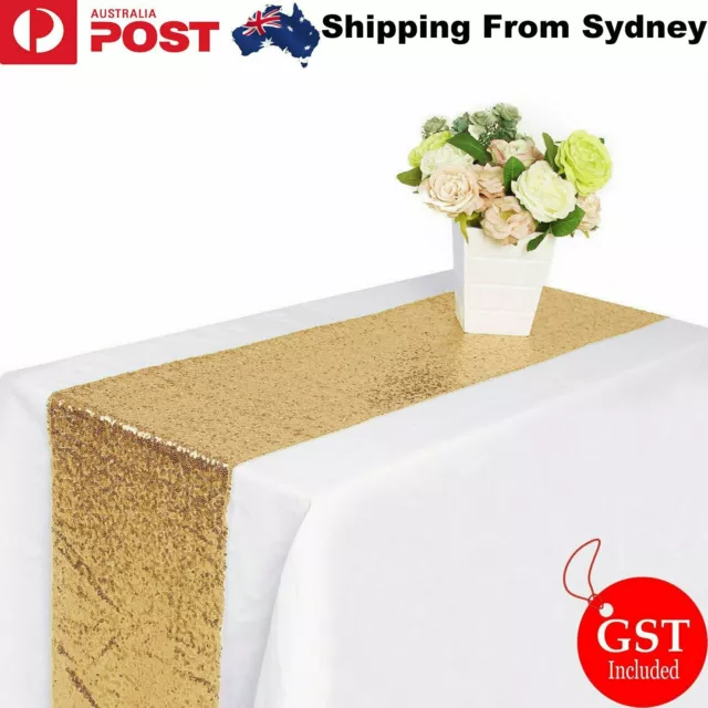 30x180cm Champagne Gold Sequin Table Runner Table Cloth Event Wedding Party Deco