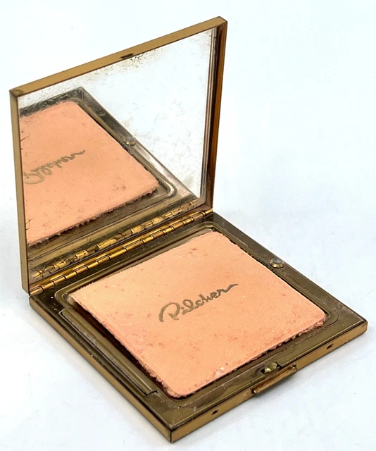 PILCHER POWDER COMPACT 1940s Souvenir Map of Texas Captions Puff Signed