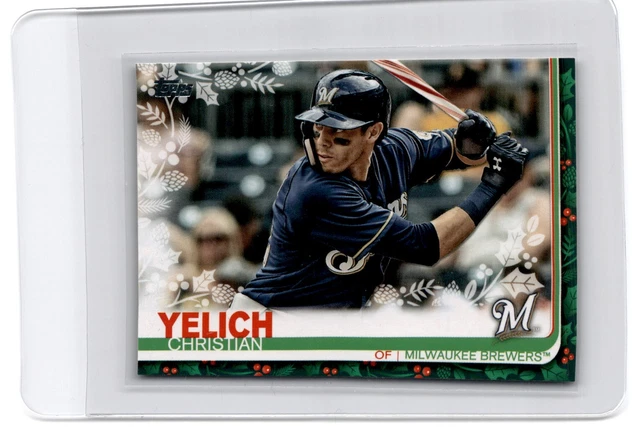 Christian Yelich 2019 Topps Holiday Candy Cane Bat Sp