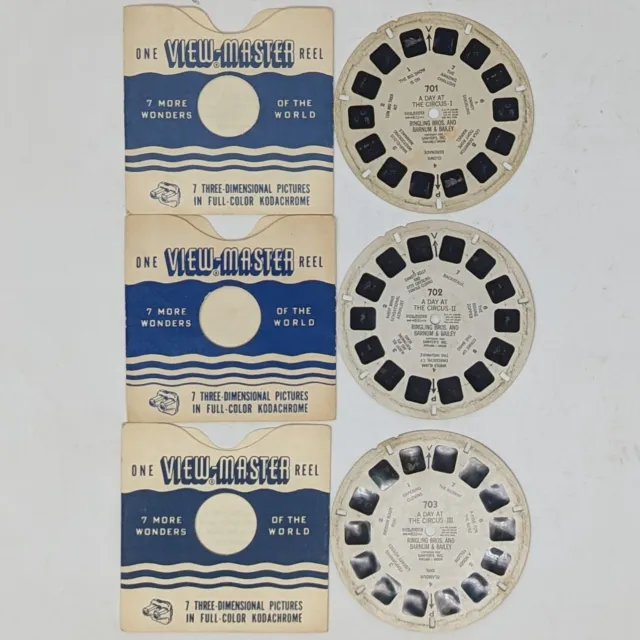 Sawyer's View-Master A DAY At The Circus Ringling Bros Set of 3 Reels 1952