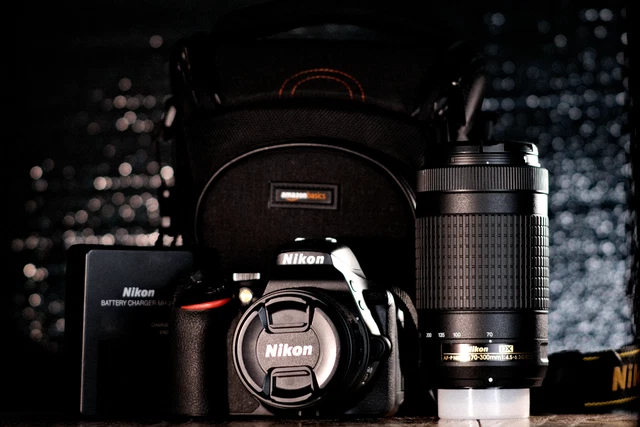 Nikon D5600 18-55mm + 70-300mm Camera Kit in Box w/ Extras (Near Mint)