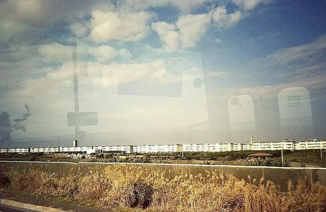TI14 ORIGINAL KODACHROME 1970s 35MM SLIDE JAPAN HONG KONG HOUSING FROM TRAIN