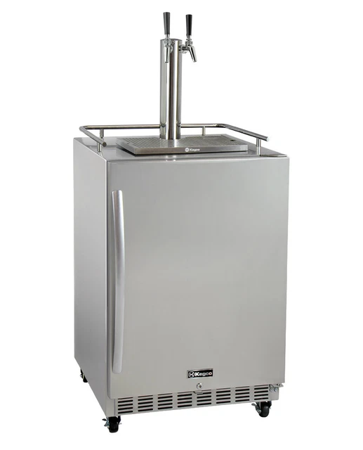 Kegco Kegerator 24" Wide Dual Tap Stainless Commercial Beer Dispenser HK38SSC-2
