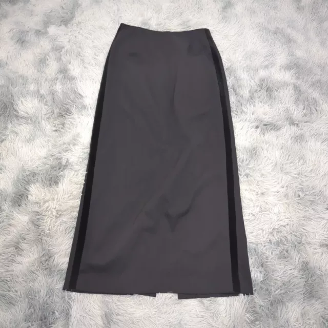 VTG Armani Exchange Midi Skirt Womens 4 Black Velour Panelled Back Split 90s Y2K