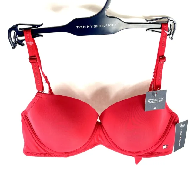 TOMMY HILFIGER SIZE 36C Convertible Micro Push-up Bra Red Romantic $19.95 -  PicClick