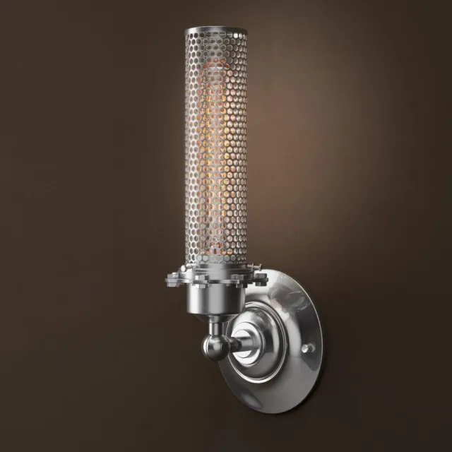 New RESTORATION HARDWARE Edison Perforated Metal Sconce Polished NIckel