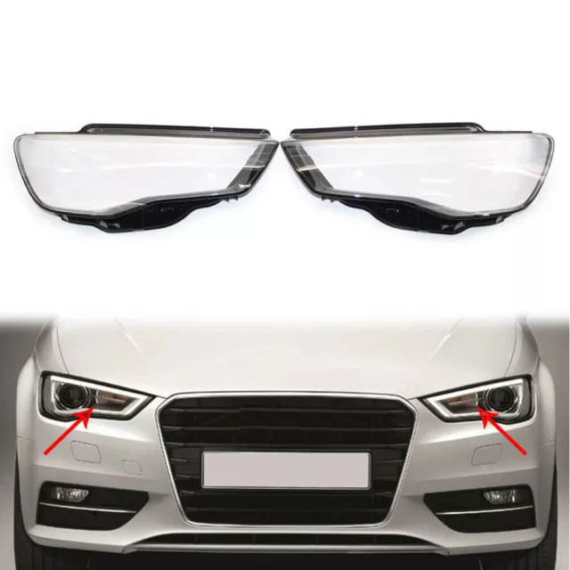 1 Pair Headlight Lens Cover Auto Shell Clear Lampshade For Audi A3 2013-2016