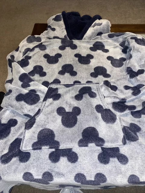 DISNEY MICKEY MOUSE FAUX FUR FLEECE Women’s Blue Long Sleeve Pullover Hoodie XL