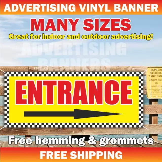 ENTRANCE Advertising Banner Vinyl Mesh Sign Parking Shop Fireman Warning Exit