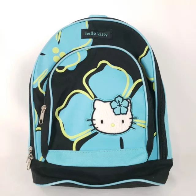 Sanrio Hello Kitty Backpack Travel School 11" Youth Size Pink Blue Flowers Y2K