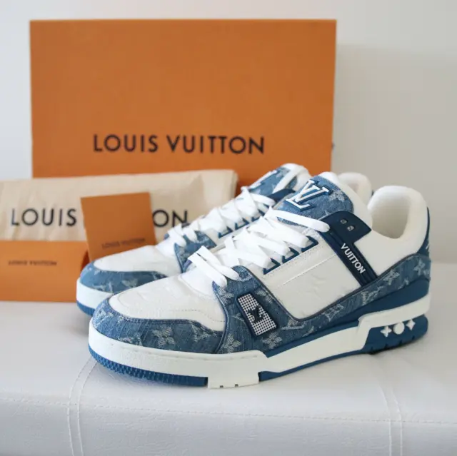 Louis Vuitton Lv Trainer Monogram Denim White Blue