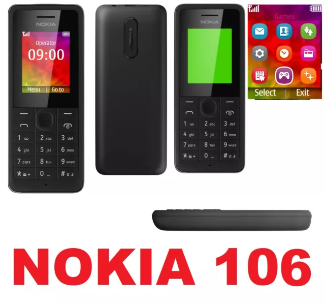 ✅ Nokia 106  Unlocked Mobile Phone - UK  - Free Sim - Black✅