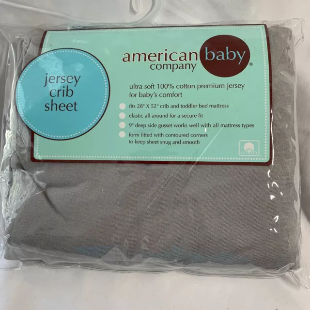 American Baby Company 100% Cotton Knitted Jersey Fitted Crib Sheet Gray 28"x52"