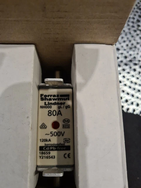 X3 Fusible Lindner 80A 500v 120kA  NH000 1B659.02  Y216543C