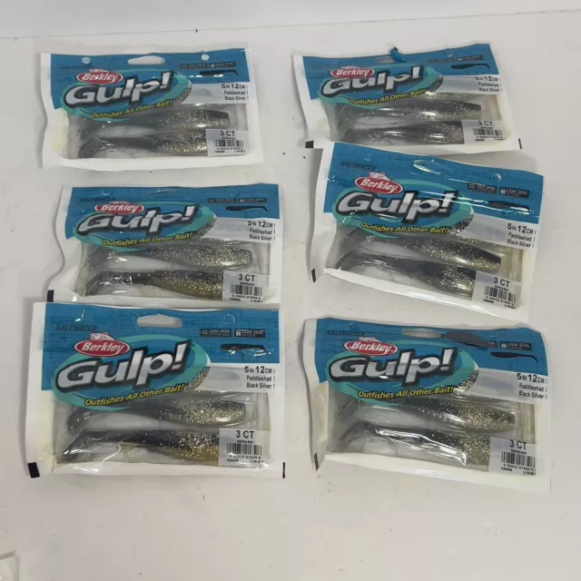 Berkley Gulp! 5in Swimming Mullet Lot Of 6 Saltwater Soft Bait Fishing Lures