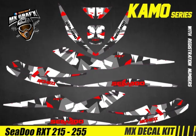 Kit Déco pour / Decal Kit for Jet Ski Sea-Doo RXT 215 / 255 - Kamo Red