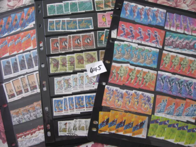 BULK 3 PAGES of USED AUSTRALIAN STAMPS Lot 445. OFF PAPER. SETS WHEN AVAILABLE.