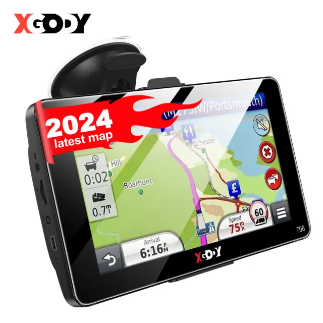 XGODY 7'' Truck Car GPS Navigation 8GB+256MB AU Map Full 2.5D Glass Touch Screen