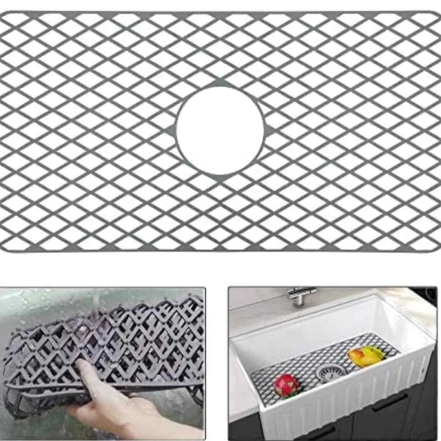 Linireau Gray Sink Mats For Bottom Of Kitchen Sink For Single Basin 30 In. Sink