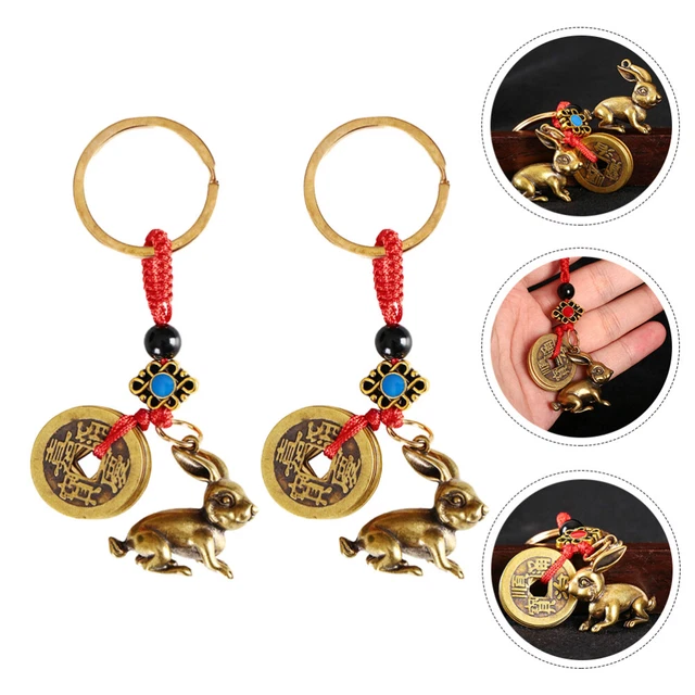 2 Pcs Chinese Keyrings Bunny Ornament Keyrings Car Keys Chinese Style
